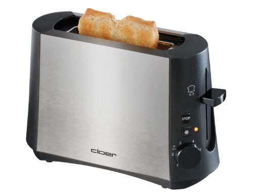 Cloer 3890 Single-Toaster / Minitoaster für 1 Toastscheibe / 600 W / 'Auftau-Funktion' / Krümelschublade / Nachhebevorrichtung / mattiertes wärmeisoliertes Edelstahlgehäuse