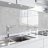 danario Küchenrückwand selbstklebend - Glasoptik - Spritzschutz Küche - versteifte PET Folie - 0,8 mm - Beton - 60cm x 280cm