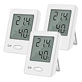 DIFCUL 3 Stück Digital Thermometer Hygrometer, Thermo Hygrometer, Indicator Temperatur und Feuchtigkeitsmesser für Innenraum Babyraum Wohnzimmer Büro (Weiß)