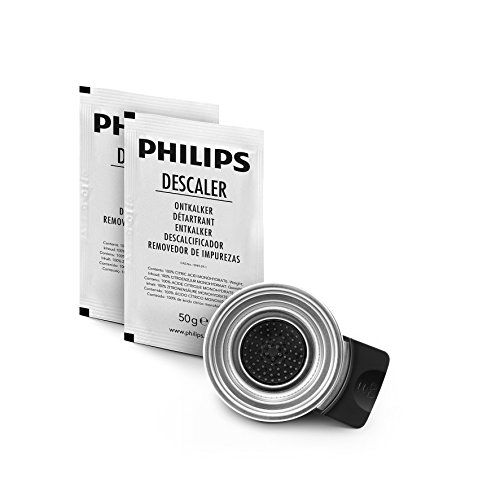 Philips Senseo CA6515/02 Pflegeset Entkalker und Kaffeepadhalter, für Viva Café Maschinen, 2 Tassen