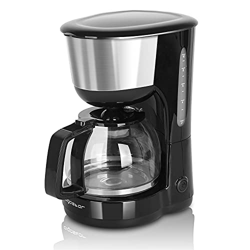 Aigostar Kaffeemaschine Edelstahl, 1000watt Filterkaffeemaschine Glaskanne bis 10 Tassen, 1,25l, Warmhalteplatte, Abschaltautomatik, Tropf-Stopp, schwarz