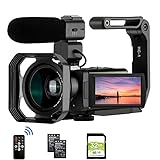 ORDRO Camcorder 4K AX65 Livestream Videokamera mit 12X optischen Zoom 3,5 Zoll IPS Bildschirm HD 1080P 60FPS 4K HD Camcorder mit Mikrofon, Weitwinkelobjektiv, Handhalter