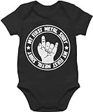 Baby Body Junge Mädchen - Strampler & - My first Metal Shirt - 3/6 Monate - Schwarz - babykleidung witzig babysachen jungen metalhead babybodys mit sprüchen bz10 babystrampler babybuddy