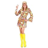 Widmann - Kostüm Hippie Girl, Kleid, Stirnband, Flower Power, Karneval, Mottoparty