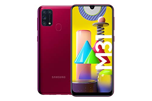 Samsung Galaxy M31 Android Smartphone ohne Vertrag, 4 Kameras, großer 6.000 mAh Akku, 6,4 Zoll Super AMOLED FHD+ Display, 64GB/6GB RAM, Handy in rot, deutsche Version exklusiv bei Amazon