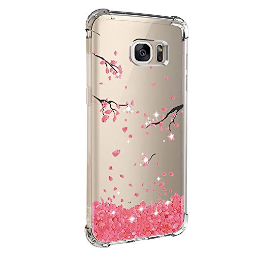 Kompatibel mit Samsung Galaxy S7 Edge Hülle Silikon Transparent Schutzhülle Weich TPU Handyhülle, Mädchen Geschenk Blumen Muster Antikratz Design case Bumper Cover für Galaxy S7 Edge (1)