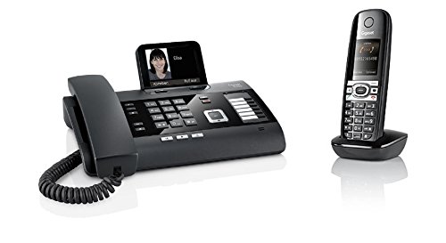 Gigaset Telefon DL500A + Mobilteil C610H (Kombi aus Tischtelefon und Schnurlostelefon, mit Farbdisplay, Anrufbeantworter, Freisprechfunktion, Dect Telefon) schwarz