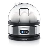 Arendo Sevencook Eierkocher 400 W – Edelstahl Design - 1-7 Eier - Egg Cooker - EIN/AUS-Schalter – 3 Härtegrade wählbar - Warmhaltefunktion - Signalton - BPA-frei - silber