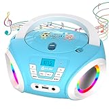 KLIM Candy Kids Boombox CD-Player für Kinder NEU 2024 + UKW-Radio + Inklusive Batterien + Blaues Radio - CD Player Kinder mit Lautsprechern + Perfekt für Kinder und Kleinkinder