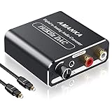 AMANKA Digital Analog Wandler mit einstellbarer Lautstärke, 192 kHz DAC Konverter Digital SPDIF Koaxial Toslink zu Analog Stereo L/R RCA 3.5mm Klinke Adapter, für Xbox/HDTV/Lautsprecher usw-Aluminium