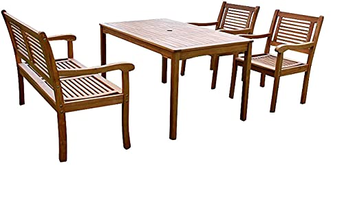 SAM 4tlg. Garten- Balkongruppe Escobar aus Akazienholz Massiv, Sitzgruppe 1x Tisch + 2X Stuhl Cordoba + 1x Bank Cordoba