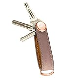 Premium Leder Damen Schlüsselhalter Smart Key Organizer Schlüssel Etui Holder Schlüsselanhänger Schlüsselbund Ring Fächer Schlüsseltasche Halter Schlüsselkette Accessoire (rosa)