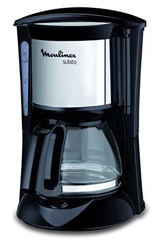Moulinex FG1508 Kaffeemaschine Subito Mini | Anti-Tropf-System | Bis zu 6 Tassen | Einfache Reinigung | Edelstahl Matt, Schwarz