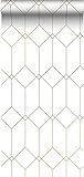 ESTAhome Tapete Art Decó Muster Weiß und Gold - 139223-0,53 x 10,05 m