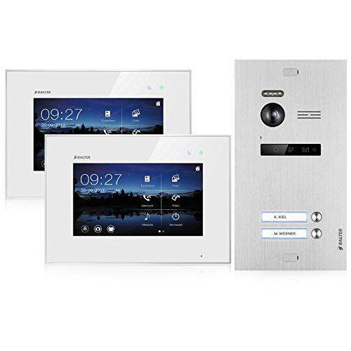 BALTER EVO Video Türsprechanlage ✓ Touchscreen 7 Zoll Monitor ✓ Türstation für 2 Familienhaus Türklingel ✓ 2-Draht BUS ✓ 150° Weitwinkel-Kamera