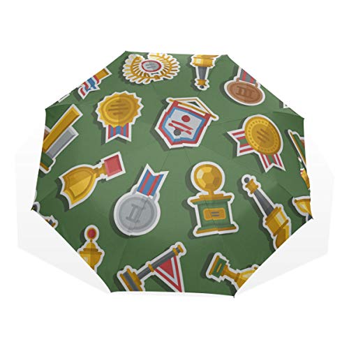 Beste Reisende Regenschirmmedaille Trophäe Symbolischer Sieg 3-Fach Kunstschirme (außerhalb Druck Regenschirm Winddicht Kompakt Sonnenschirm Design Kompakt Robuster Regenschirm