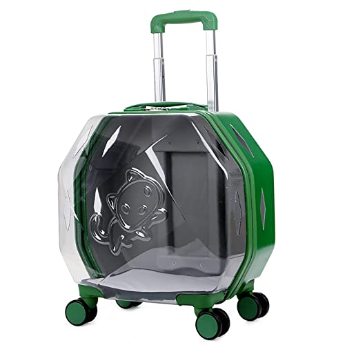 KaiLangDe Trolley für Haustiere Reisetasche Tragetasche mit Griff und 4 Rädern zum Transport von Hunden Katzen Haustieren und Zubehör Deluxe Rucksack Reisetasche für Haustiere (Color : Green A)