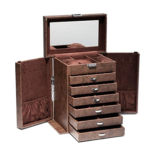 Large-Capacity Leather Jewelry Box with Makeup Jewelry Storage Box Used for Ring Earrings Necklace Bracelet Watch Collection Display Box Best Gift