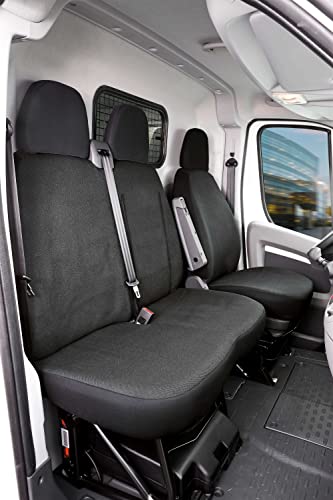 Walser Passform Auto-Sitzbezug, Transporter-Schonbezug Stoff kompatibel mit FIAT Ducato, Einzelsitzbezug + Doppelbankbezug