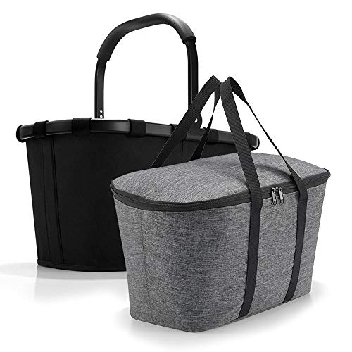 reisenthel, Set aus carrybag BK + coolerbag UH, BKUH, Einkaufskorb mit passender Kühltasche, Frame Black + Twist Silver