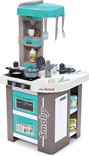 Smoby Tefal Studio Bubble Küche Spielküche für Kinder mit vielen Funktionen, Töpfen, Pfannen, Küchenbesteck, Herd, Ofen für Kinder ab 3 Jahren