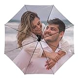 Personalisierte Regenschirme, Personalisiertes Sonne/Regen Faltbarer Regenschirm Winddichter Reiseschirm mit Foto Text, für Männer Frauen Familie Geschenk