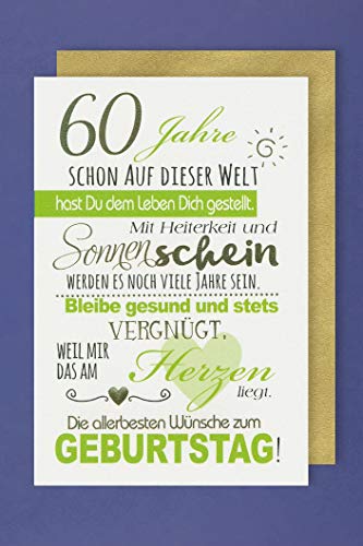 60 Geburtstag Karte Grußkarte Sonnenschein Foliendruck 16x11cm Plus 4 Sticker