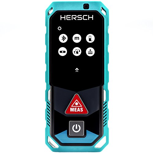HERSCH LEM 50 Laser Entfernungsmesser (Bluetooth + App, drehbares Farbdisplay mit Touchscreen, 3D Messung, Neigungssensor, Ni-MH Akku, Schutztasche, IP65 Schutzklasse, Messbereich 0,05-50 m) 841927