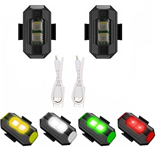 LASULEN 4 Farben LED-Flugzeug-Blitzlichter und USB-Aufladung, LED-Flugzeug-Blitzlichter für Motorräder, Drohnen-Blitzlichter, Flugzeug-LED-Blitzlicht, Nacht-Antikollisionslicht
