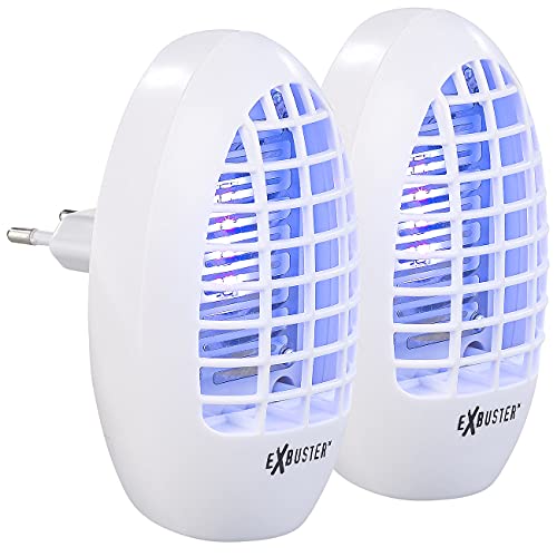 Exbuster Mückenvernichter: 2er Set Steckdosen-Insektenvernichter mit UV-Licht, für Räume bis 20m² (Blaulicht Stechmücken Stecker)