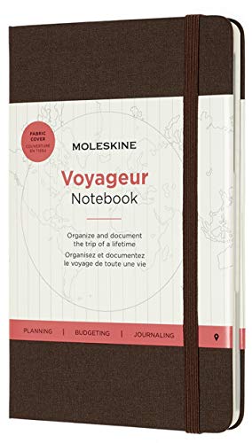 Moleskine Voyageur Notebook (Reise Tagebuch, Stoff-Hartcover mit elastischem Verschluss, Größe 11,5 x 18 cm, 208 Seiten) Kaffee-Braun