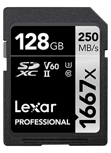 Lexar Professional 1667x SD Karte 128GB, Speicherkarte SDXC UHS-II, Bis zu 250 MB/s Lesen, für professionelle Fotografen, Videofilmer, Enthusiasten (LSD128CB1667)