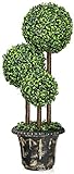 COSTWAY Kunstpflanze 91 cm, künstliche Grünpflanzen mit realistischen Blättern, Kunstbaum mit Topf, Dekopflanze Zimmerpflanze Kugelbaum für Haus Büro