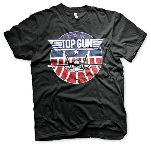 Top Gun Offizielles Lizenzprodukt Tomcat Herren T-Shirt (Schwarz), XXL