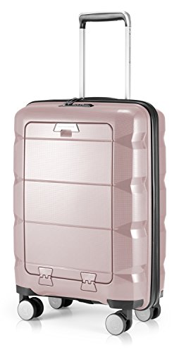 HAUPTSTADTKOFFER - Britz - Handgepäck mit Laptopfach Hartschalen-Koffer Trolley Rollkoffer Reisekoffer, TSA, 4 Rollen, 55 cm, 34 Liter, Altrosa