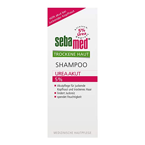 SEBAMED Trockene Haut Shampoo Urea Akut 5%, lindert spürbar Juckreiz bei trockener Kopfhaut und hilft, die natürliche Feuchtigkeitsbalance von Haut und Haar wieder herzustellen, 200 ml