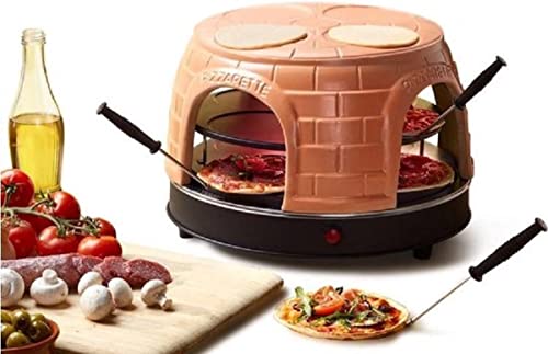 MaxxHome Elektrischer Pizzaofen - Handgefertigter Terrakotta-Deckel - für Mini-Pizza - Pizzaofen für 8 Personen
