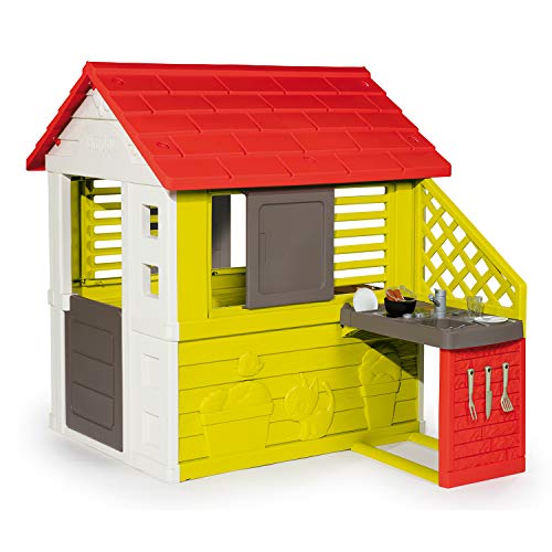 Smoby – Natur Haus - Spielhaus für Kinder für drinnen und draußen, mit Küche und Küchenspielzeug, Gartenhaus für Jungen und Mädchen ab 2 Jahren