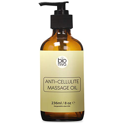 Anti-Cellulite-Öl – Straffende natürliche Inhaltsstoffe gegen Dehnungsstreifen und Orangenhaut. Pflegendes Massageöl mit Arganöl und ätherischen Ölen, das schlaffe Haut festigt. Bioniva (1 x 236 ml)