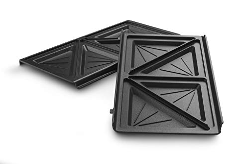 De'Longhi Sandwichplatten Set DLSK154 – Küchenzubehör für De'Longhi Multigrill SW12, Grilleinsatz mit diagonaler Vertiefung, spülmaschinengeeigneter Aluminiumdruckguss, Schwarz