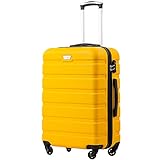 COOLIFE Hartschalen-Koffer Trolley Rollkoffer Reisekoffer ardschale Boardcase Handgepäck mit TSA-Schloss und 4 Rollen (Zitronengelb, Handgepäck)