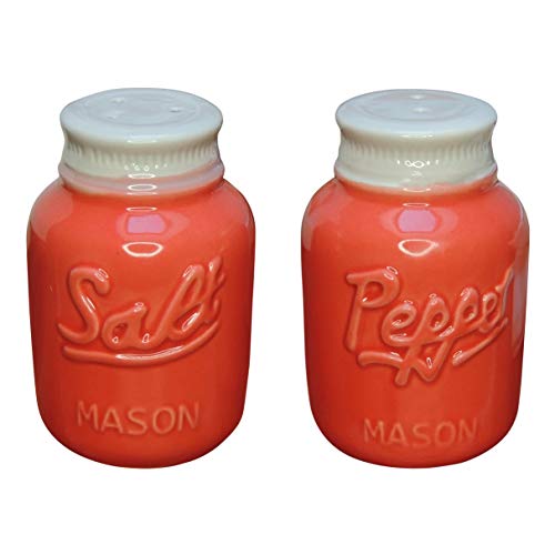 Comfify Vintage Mason Jar Salz & Pfeffer Streuer Bezauberndes dekoratives Mason Jar Dekor für Vintage-, Rustikal- und Shabby Chic-Liebhaber - Robustes Keramik in Koralle