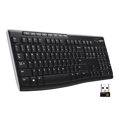 Logitech K270 Kabellose Tastatur für Windows, 2,4 GHz kabellos, Standardgröße, Nummernblock, 8 Sondertasten, 2 Jahre Batterielaufzeit, Kompatibel mit PC, Laptop, Deutsches QWERTZ-Layout - Schwarz