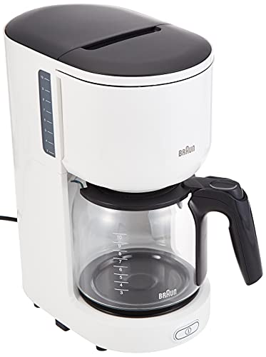 Braun PurEase Kaffeemaschine KF 3100 WH – Filterkaffeemaschine mit Glaskanne für 10 Tassen Kaffee, Kaffeezubereiter für einzigartiges Aroma, 1000 Watt, weiß