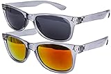 Ciffre 2 er Set EL-Sunprotect® Sonnenbrille Nerdbrille Brille Nerd Transparent Grau Silber