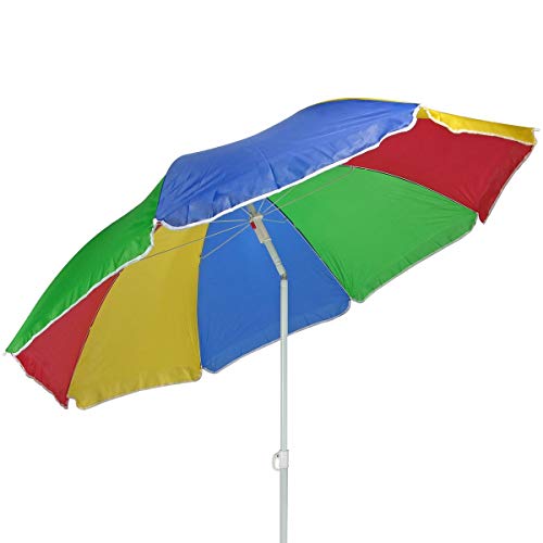 HI Sonnenschirm 180cm Strandschirm Balkonschirm Schirm Regenbogen Regenbogenfarben