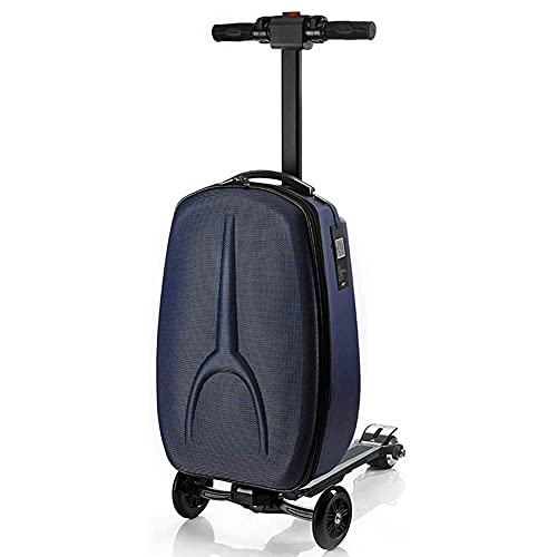 THj Elektrogepäckwagen, Smart Riding Scooter Koffer mit versteckter dehnbarer Stange Mutter und Kind Kleiner Leichter tragbarer Trolley Koffer (Farbe: Grün)