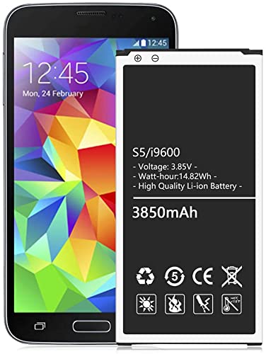 [3850mAh] Akku für Samsung Galaxy S5, aufrüsten Große Kapazität Li-ion Handy-Akku für Samsung Galaxy S5 EB-BG900BBU i9600 G900BVB [ohne NFC]