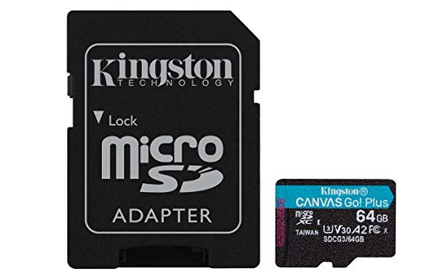 Kingston SDCG3/64GB microSD Speicherkarte ( 64GB microSDXC Canvas Go Plus 170R A2 U3 V30 mit SD Adapter )