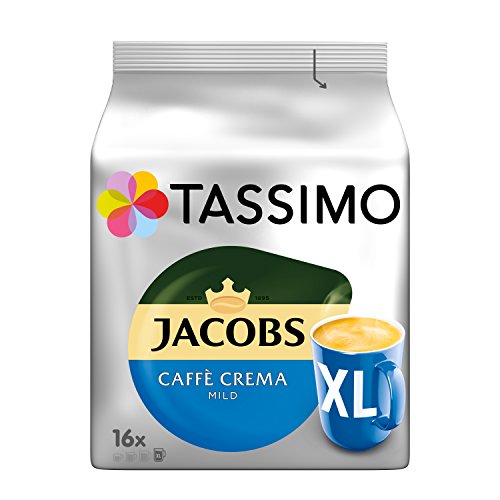 Tassimo Kapseln Jacobs Caffè Crema Mild XL, 80 Kaffeekapseln, 5er Pack, 5 x 16 Getränke